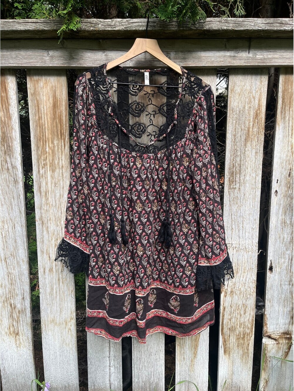 Free People Nomad Child Tunic Dress M Medium Boho Lace Embroidered Hippie